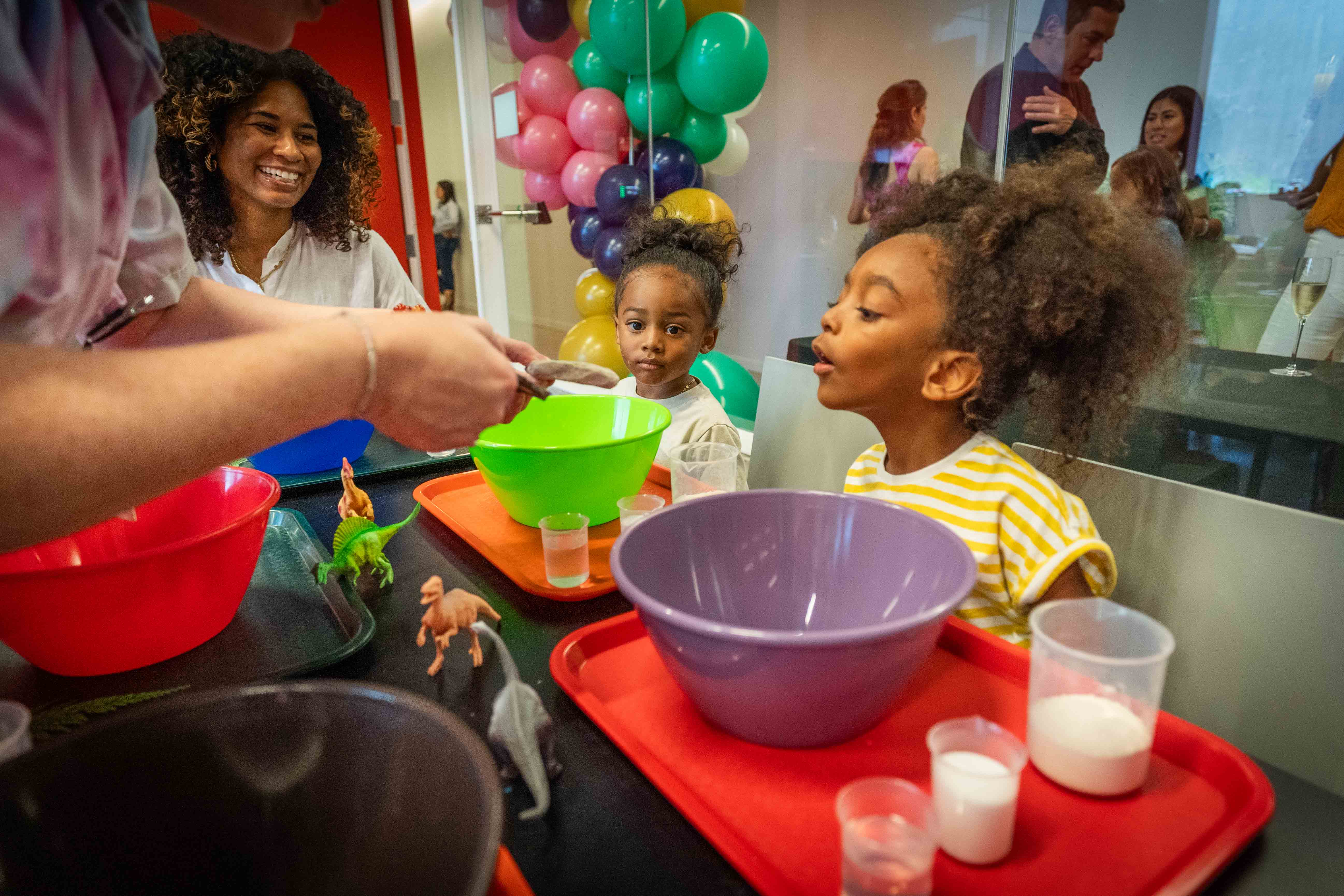 kids looking at craft activity