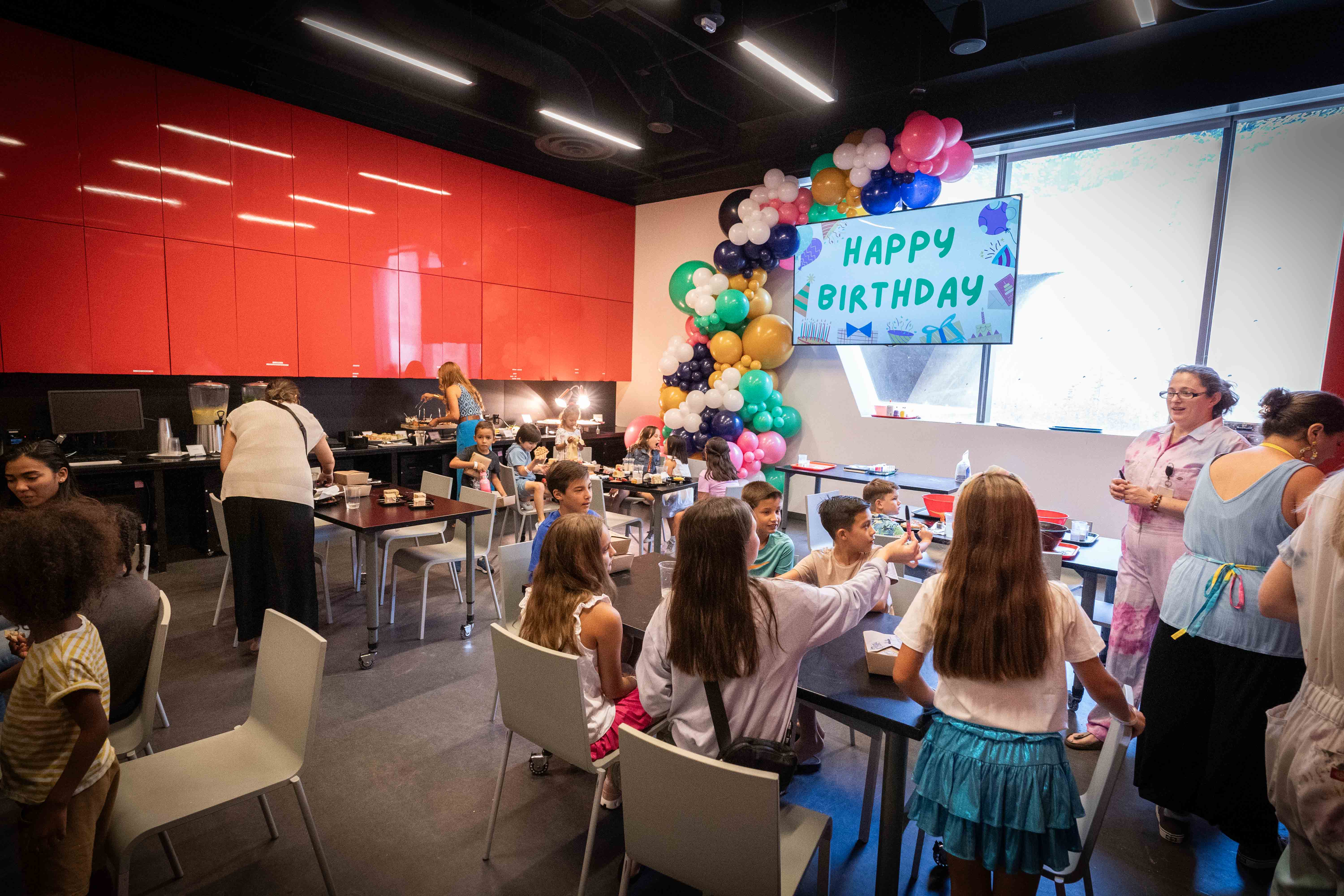 birthday party setup in classroom