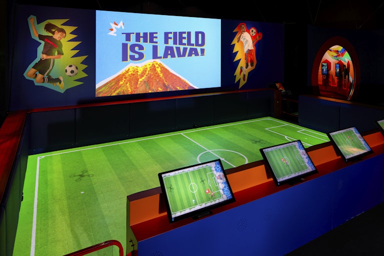 Digital soccer field with screen reading 