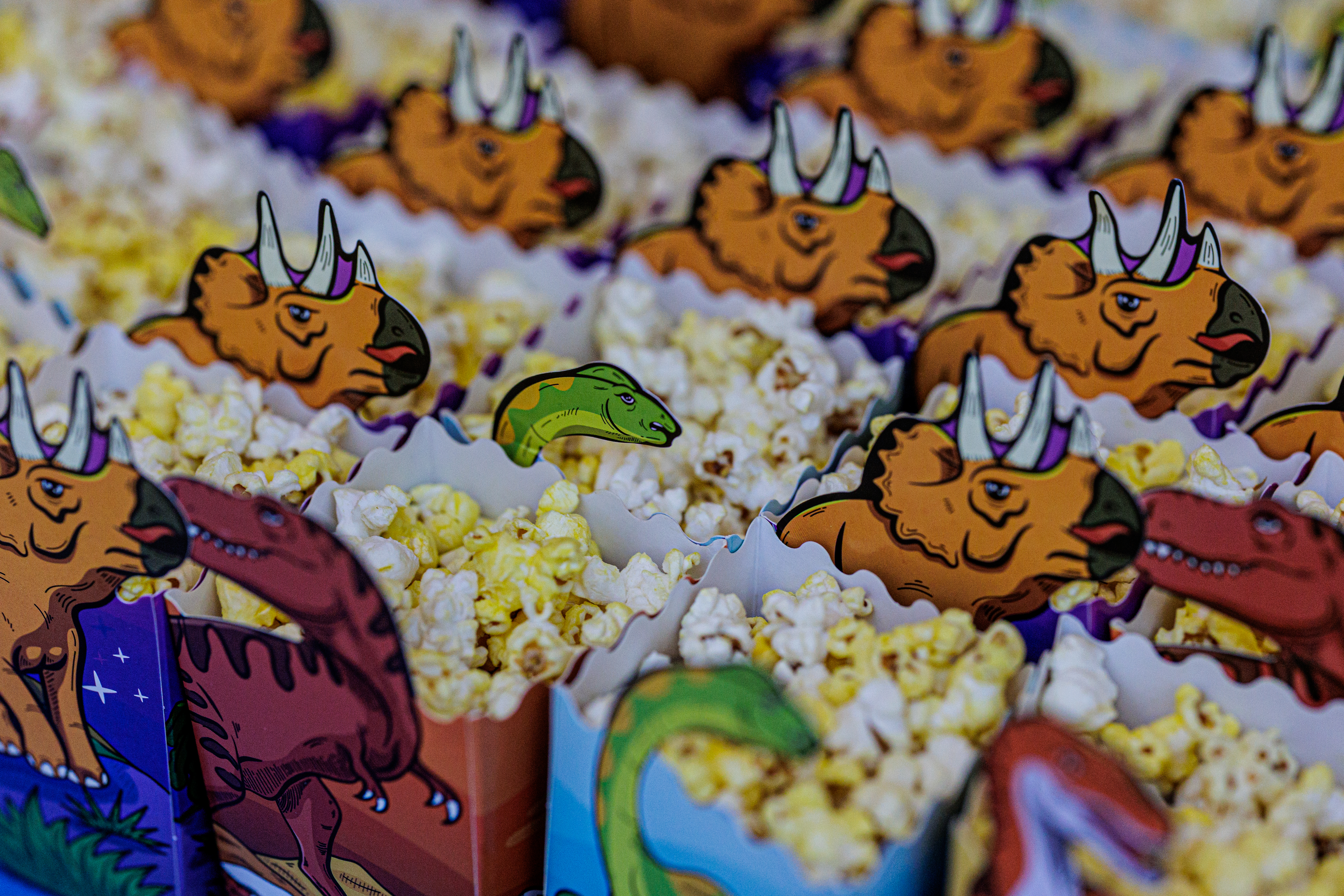 Dinosaur popcorn bags