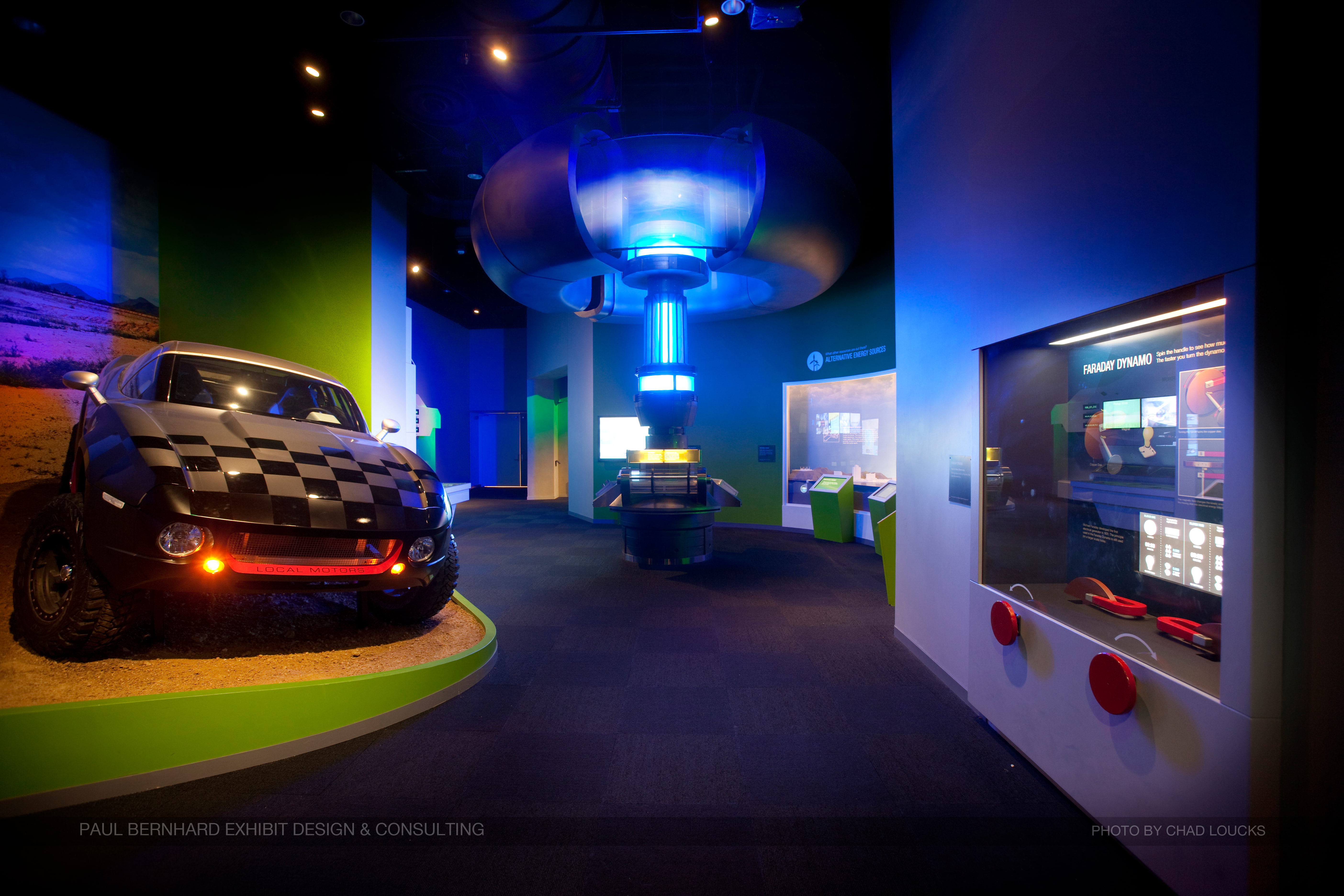 A view of the roadster museum display.